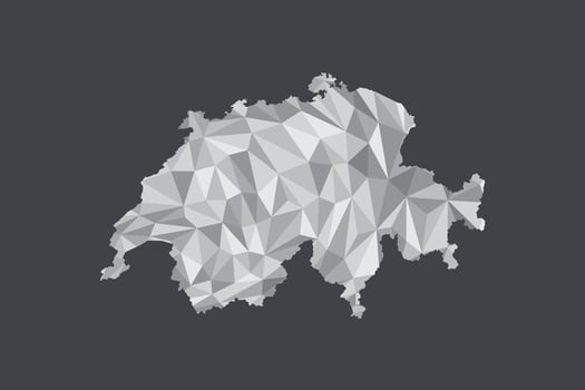 Low poly Switzerland map of white color geometric shapes or triangles vector