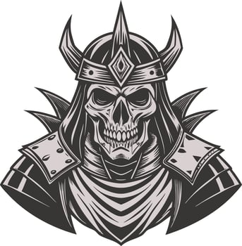 skull warrior in armor with horns and helmet vector