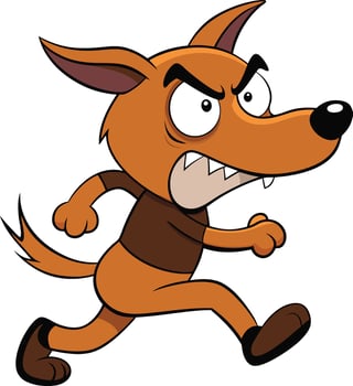angry cartoon dog running vector