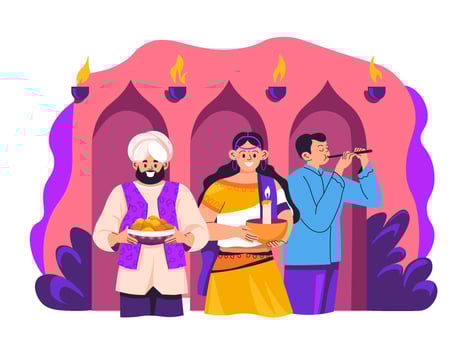 Family Celebrating Diwali Together vector