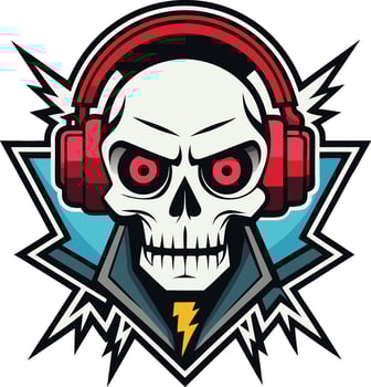 skull listen music vector