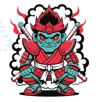 a cartoon character with red and green armor vector