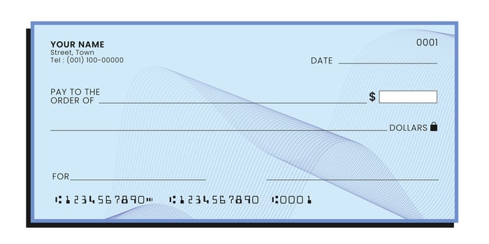 Payment check isolated on background. Empty blank mockup. illustration vector