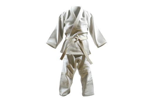 White Judo Gi With Black Belt png