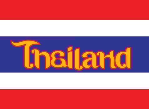 Bilingual logotype combines both English and Thai alphabets, spelling out the word Thailand with playful, vibrant style and emphasizes its national identity in background vector