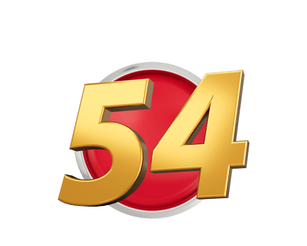 Gold Number 54 Gold Number Fifty Four On Rounded Red , 3d illustration png