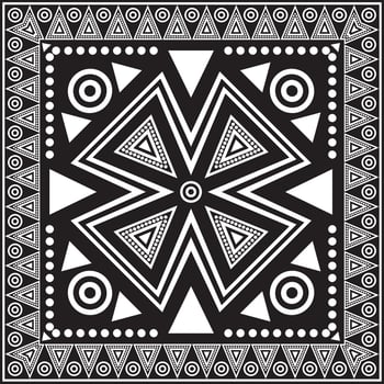 black monochrome native american folk ornament. Square pattern, scarf of the peoples of America, Aztec, Incas, Maya vector