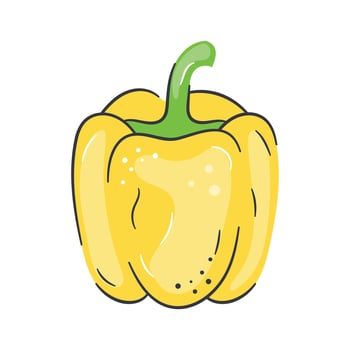 Icon of a yellow bell pepper, featuring a vibrant body with a green stem vector