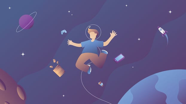 illustration of a gamer floating in space vector