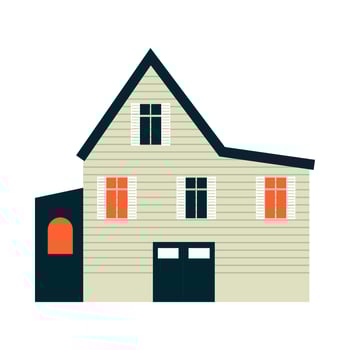 Small and big flat cartoon houses. Isolated and Cute bright children illustration. vector
