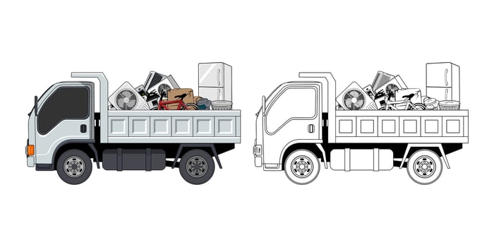 Illustration of Pickup Truck Loaded Household Junk vector