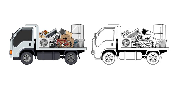 Pickup Truck Loaded Household Junk Illustration vector