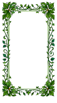 A green frame with flowers and leaves png