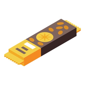 Cereal bar with dried fruits and nuts packaging isometric view vector