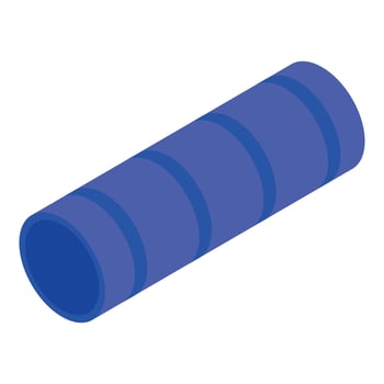 Blue plastic pipe lying diagonally with stripes is isolated on white background vector