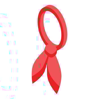Red neckerchief knotted at the back isometric illustration vector