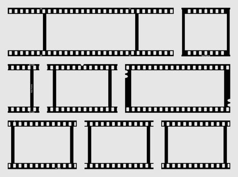Film strip border frame. Camera roll vintage design. Place for negative pictures vector