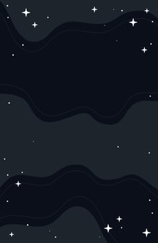 Abstract Celestial Black Night Sky Vertical Illustration with flowing Waves and Sparkling Stars, Dreamy Background vector