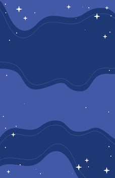 Abstract Celestial Blue Night Sky Poster, Illustration with flowing Waves and Sparkling Stars, Dreamy Background vector