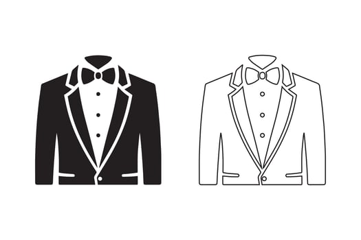 A black and white illustration of a tuxedo vector