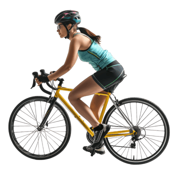 female cyclist on a cycle transparent background png