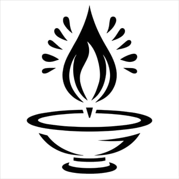 A black and white logo of a burning candle vector