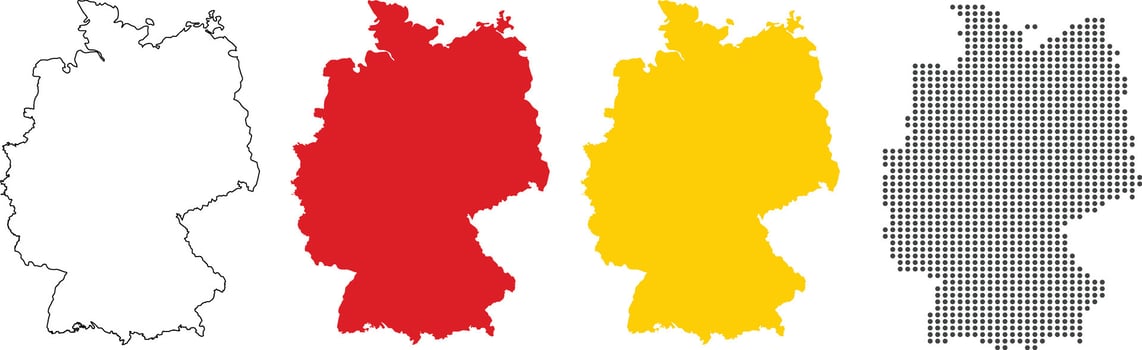 Germany map in outline style, red color, yellow color, dotted style vector
