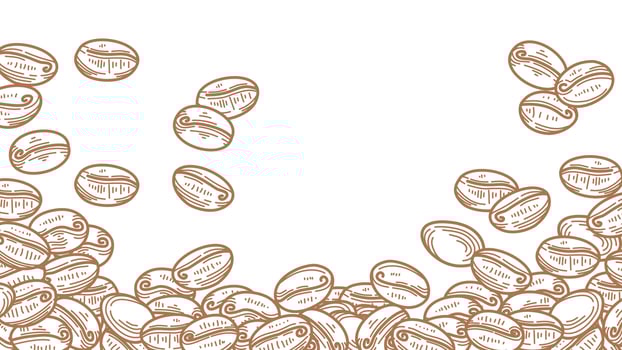 coffee background. Coffee beans in frames, border. Coffee beans background. Coffee Beans Illustration for packaging. vector