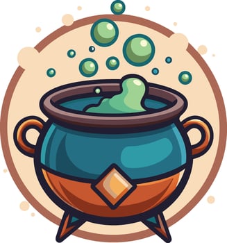 illustration of a pot with a spoon for Spooky Halloween vector