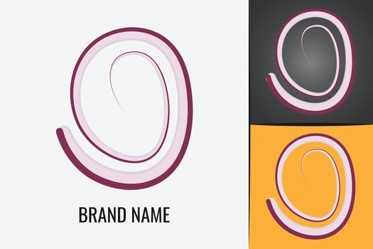 Red Onion logo. Fresh vegetable onion logotype. Sliced onions logo vector