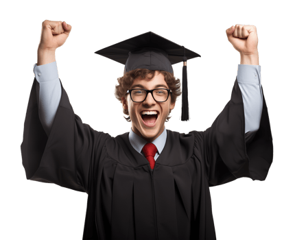 Happy Male Hooray Celebrating Graduation Isolated on Transparent Background png