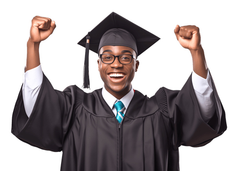 Happy African American Celebrating Graduation Isolated on Transparent Background png