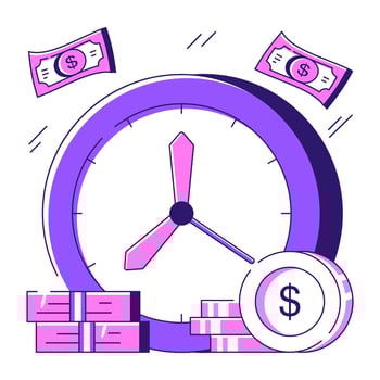 A colored design illustration of investment time vector