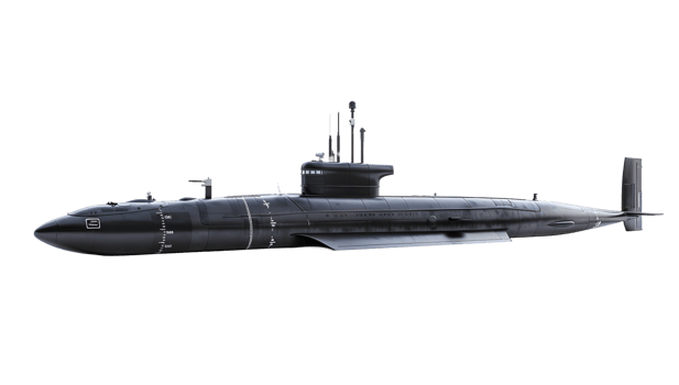 Modern submarine full body high resolution png
