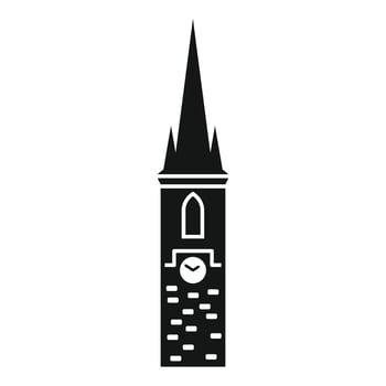 Tall church tower clock building showing religion and time vector