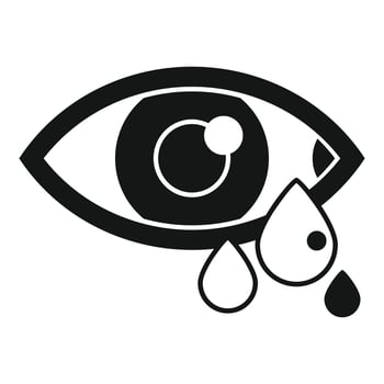 Human eye crying with tears falling from it icon vector