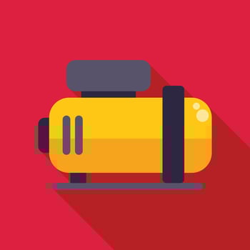 Yellow air compressor providing compressed air for industrial use vector