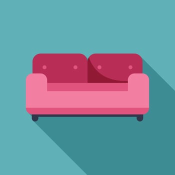 Pink sofa providing comfortable seating in a stylish living room vector