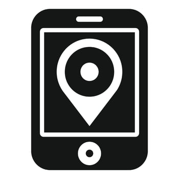 Smartphone showing gps location pin icon vector