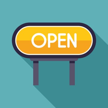 Open sign indicating business is open for customers vector