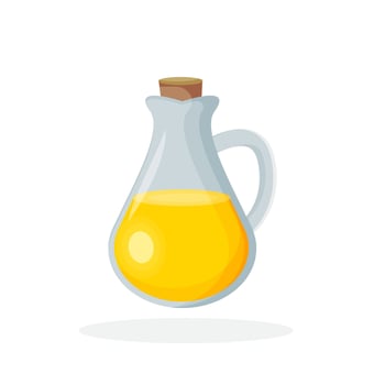 glass bottle jug of olive oil. illustration in flat design. vector