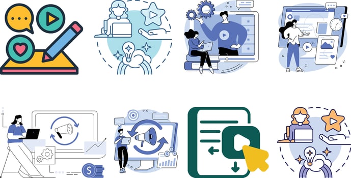 internet marketing and online business icons set design vector
