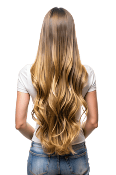 Woman with Long Hair from Behind in a Quiet Meadow png