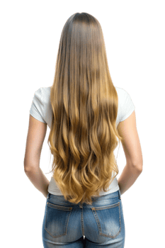 Woman with Long Hair from Behind in Vintage Style png