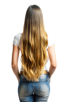 Woman with Long Hair from Behind in Soft Light png