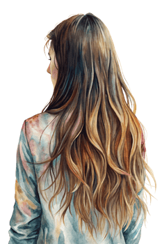 Long-Haired Woman in Autumn from Behind Illustration png
