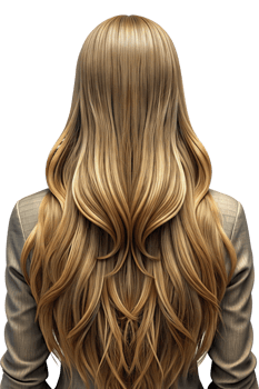 Woman with Long Hair and Flowing Dress from Behind 3d Render png