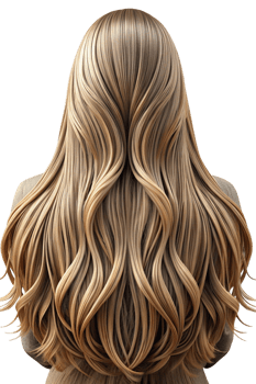 Woman with Long Hair and Bare Shoulders from Behind 3d Render png