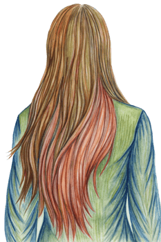 Long-Haired Woman by the Sea from Behind Hand Drawn png