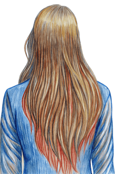 Woman with Long Hair Viewed from the Back Hand Drawn png